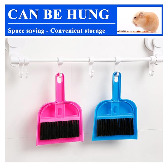WishLotus Mini Dustpan and Brush Set, Portable Exquisite Pet Waste Cleaning Kit, Hamster Sand Scooper Cage Cleaning Tool for Small Pets Guinea Pigs Hedgehogs Hamsters Chinchillas Rabbits (Dark Blue)