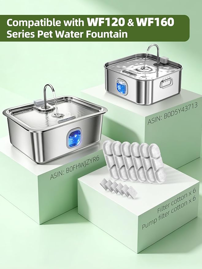 Dog Water Fountain Stainless Steel, 12L&16L Large Pet Water Fountain for Dogs, Dog Water Bowl Dispenser with Water Level Window & LED Light, Super Quiet for S-L Dogs and Multi-Pet (18pcs Filters)