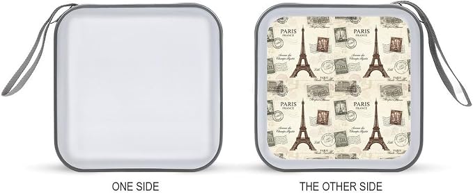 Portable Protective CD Holder Eiffel Tower, 40-Disc Hard Case with Zipper, Storage Binder for Music Movies Game Collections