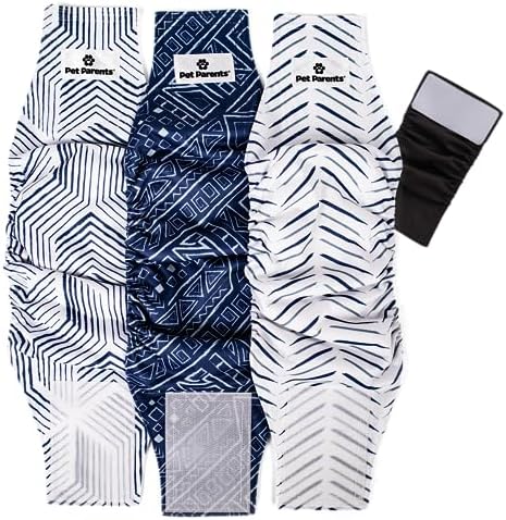 Pet Parents® Washable Belly Bands for Male Dogs (3pack) + Extendrs® of Durable Dog Diapers Male, Premium Male Dog Diapers & Dog Wraps (Small, Kahuna)