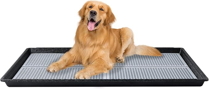 HQ4US Pee Pad Holder, Dog Potty Tray with Grate, Extra Large Litter Box | Puppy Pee Pad Holder Tray, Easy Clean Potty for Dogs Potty Training, Leak-Resistant Plastic Toilet Outdoor for Balcony
