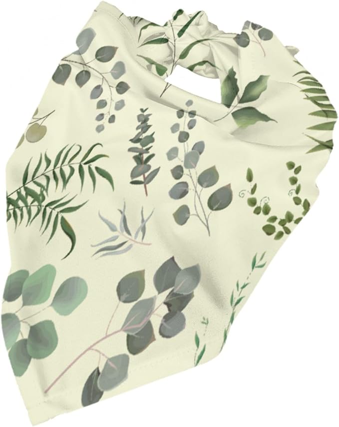 Sage Green Dog Bandana,Adjustable Triangle Bibs Dogs Scarf,Puppy Neckerchief Dog Cat Bib for Spring Summer (Cream Yellow)