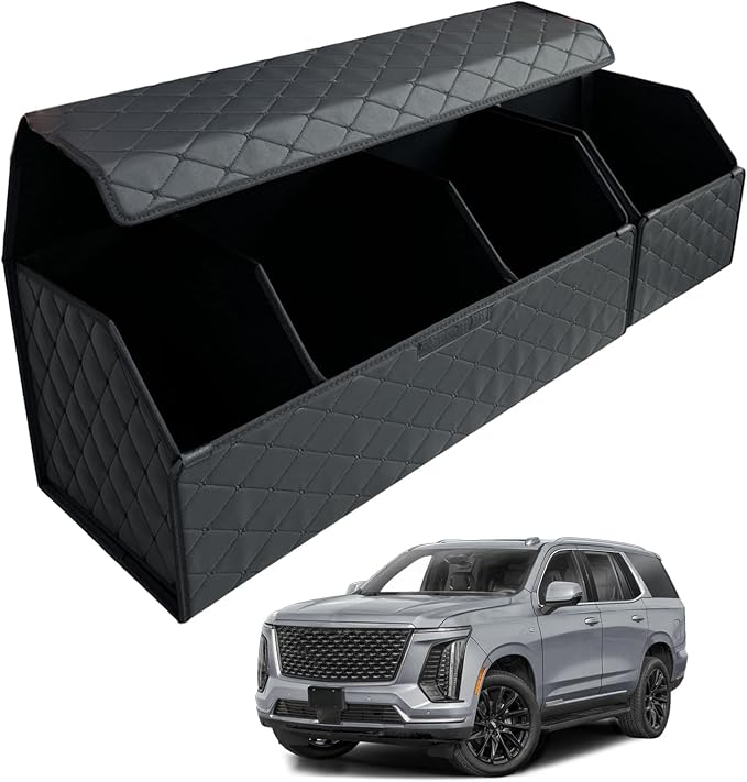 Car Trunk Organizer for For Cadillac Escalade - Custom Fit,Large Space Outdoor Trunk Organizer with Leather,Hook and Loop Fastener,4-Layer Cover,For Cadillac Escalade 2021-2025