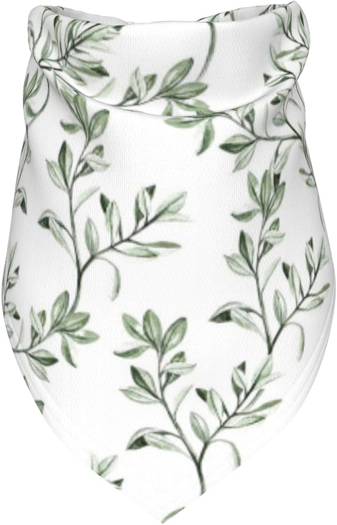 Sage Green Dog Bandana,Adjustable Triangle Bibs Dogs Scarf,Puppy Neckerchief Dog Cat Bib for Spring Summer (White)