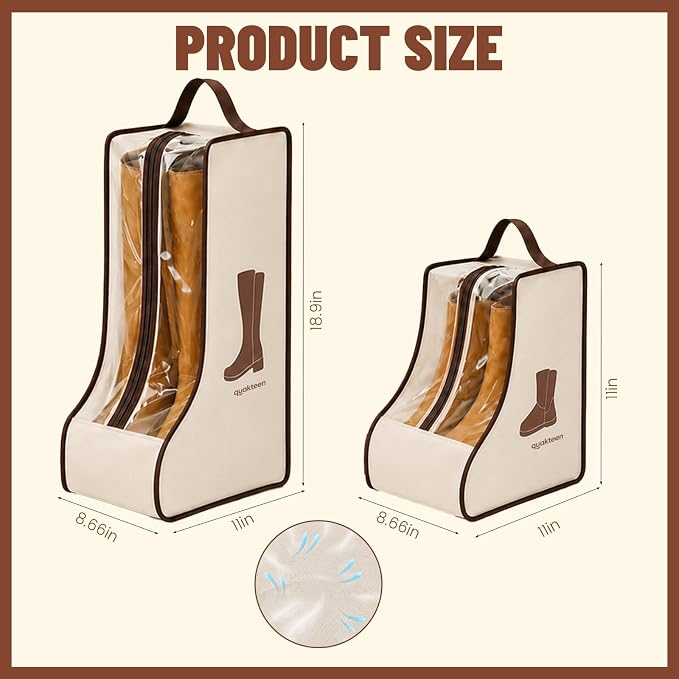 8Pack Portable Waterproof Storage Bags, Boot Bags For Cowboy Boots, Dustproof Shoe Bags for Storage are Used for Travel Storage, Under the Bed, Shoe Cabinet and Other Home Storage