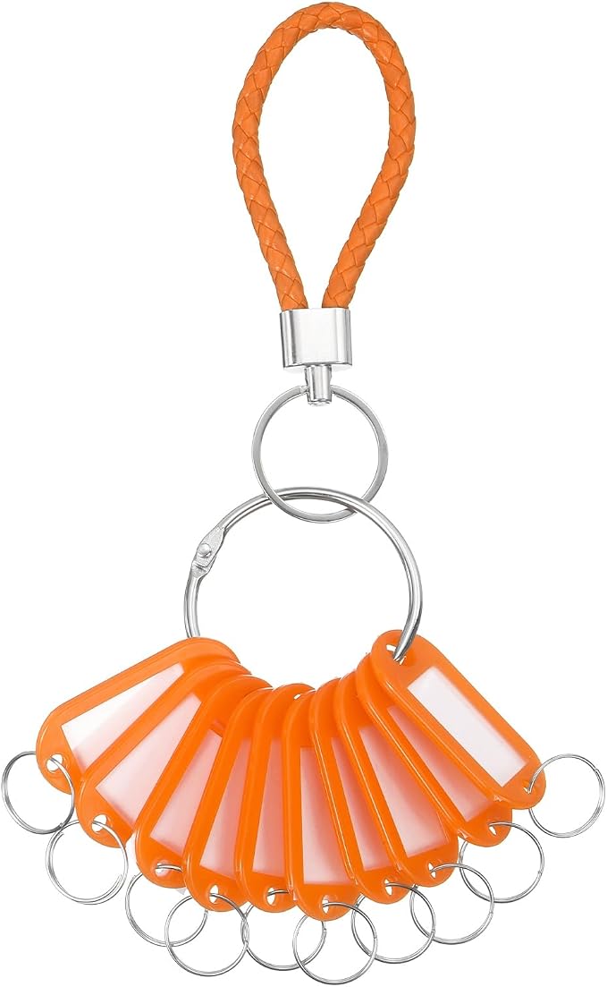 PATIKIL Key Tags with Labels, Key Organizer Keychain Markers Tags Holder with Bold Steel Ring and Braided Strap for Office