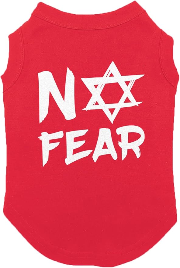 No Fear Star of David - Stand with Israel Dog Shirt (Red, Large)
