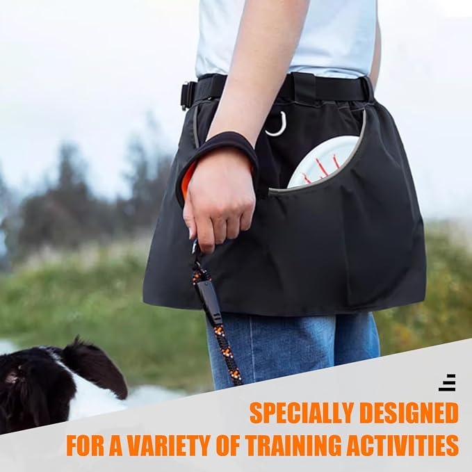 Dog Trainer Apron with Multi Pockets and Waist Strap Adjustable Dog Training Pant Waterproof Dog Training Shorts Dog Handler Clothing for Outdoor Training Activities Black M