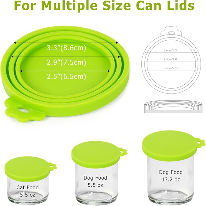 5 Pack Pet Food Can Covers Universal Can Lids Safe/Silicone Dog&Cat Food Can Lid Covers