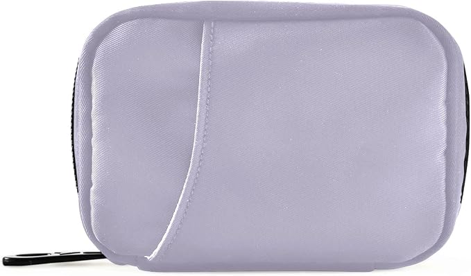 Pill Box 7 Day Case Travel Organizer Bag with Zipper Portable Weekly Compact Size for Vitamin Supplement Holder, Solid Color Lavender Purple, 4.6 x 3.14 1.88 Inch, 0.12 kilograms