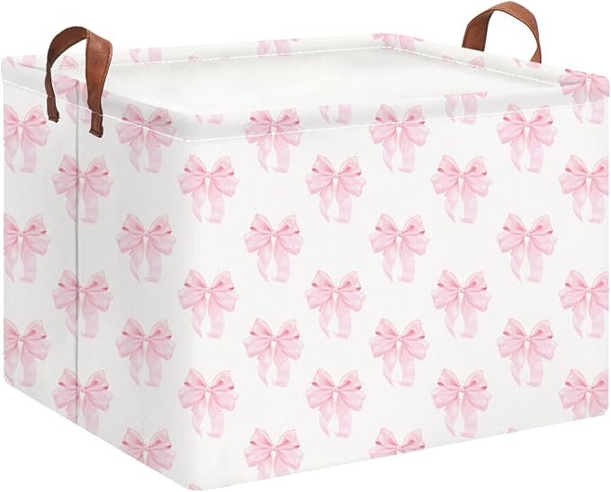 Rectangle Storage Basket,Collapsible Storage Bin,Books Box,Gift Basket(Shimmer Bowknot)