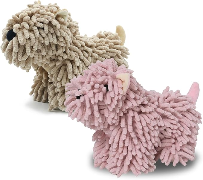 Cute Dog Chenille Hand Towel, 3D Puppy Hangable Fuzzy Ball Hand Towel Microfiber Super Soft Absorbent Bathroom & Kitchen Towels with Hanging Loop, Can Be Placed on the Sink Countertop (Khaki+Pink)