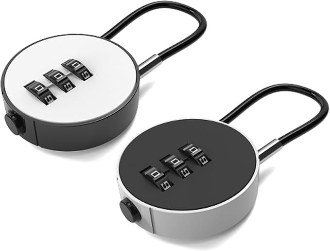 Small Combination Lock for Luggage, Gym Locker, Backpack Bag Zipper, Mini Combo Lock with Code, 5.12 Inch Steel Cable Padlock for Travel Suitcase, Cabinet, Toolbox, Bike, Bicycle Basket