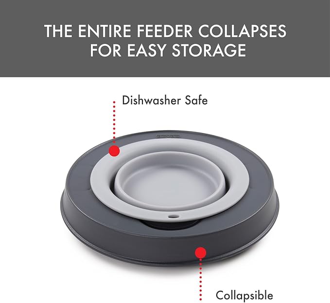 Dexas Pets Elevated Pet Feeder, Small, 1.5 Cup Capacity, Light Gray, Raised Pet Food and Water Bowl