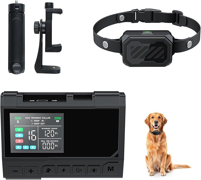 AOZOOM 3-in-1 Wireless Dog Fence System-Training,Waterproof Dog Collar | Safe Zone & Blocker Modes,Dog Electric Fence Wide Remote Range Indoor Outdoor