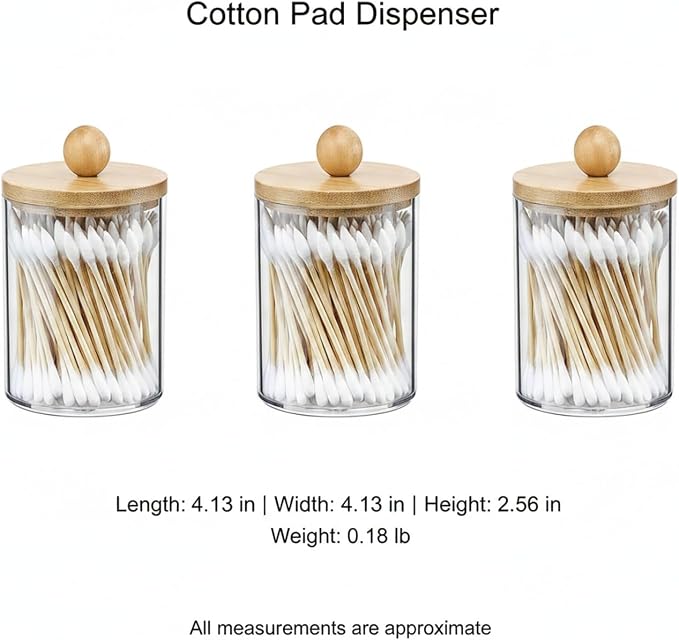 Clear PET Cotton Pad Dispenser Canister - Enclosed Storage for Rounds & Swabs, Compact Bathroom Vanity Organizer (1 Pack)