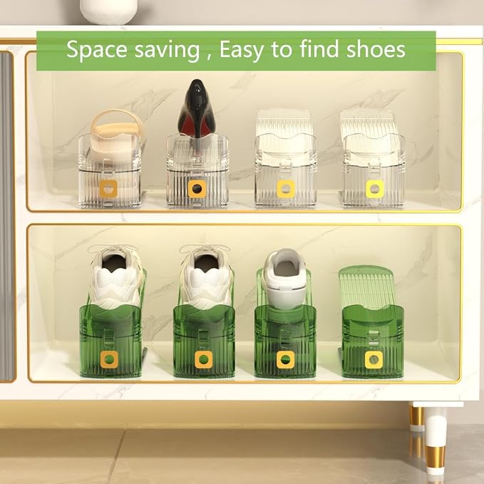 CiBiZi Adjustable Shoe Slots Organizers Clear Shoe Space Saver Shoe Stacker Shoe Rack Holder Oraganizers for Closet Cabinet Storage Clear 6PACK