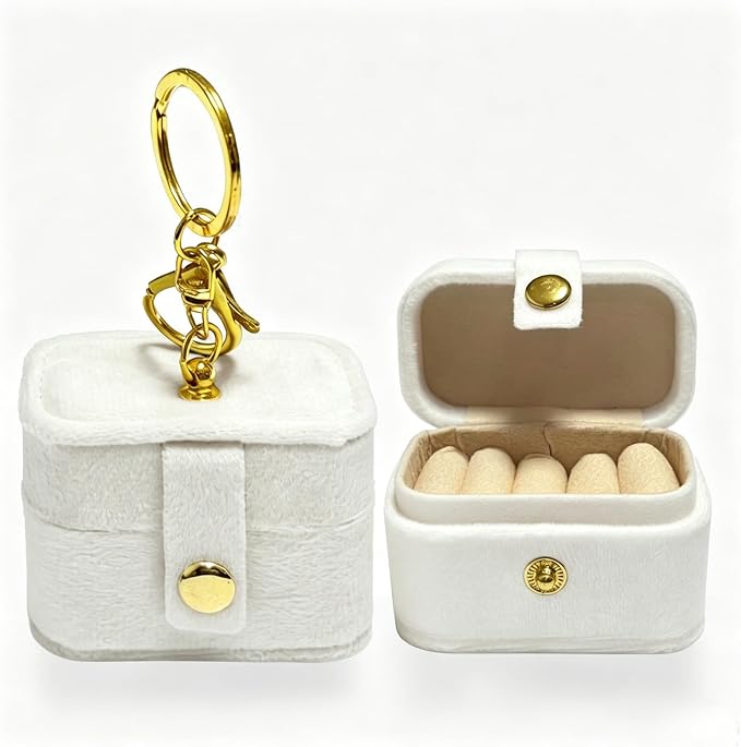 Ring Bearer Pillows for Dog Collar, Velvet Wedding Ring Pillow Box for Pet, Mini Ring Holder Pouch Box, Earrings Storage Box for Proposal Engagement Wedding Ceremony Party (Ivory)