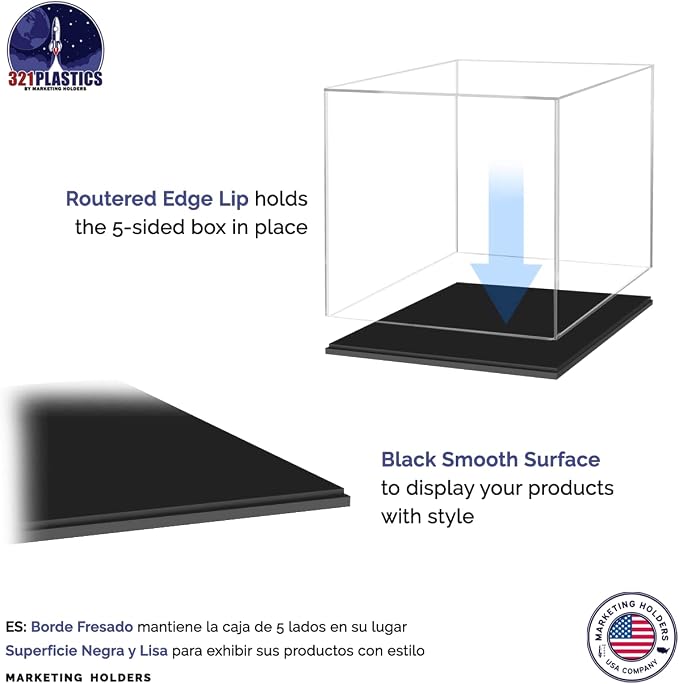 10" x 10" Clear Acrylic Display Box with Black Base Versatile Square Retail Product Riser or Merchandise Storage Bin by Marketing Holders
