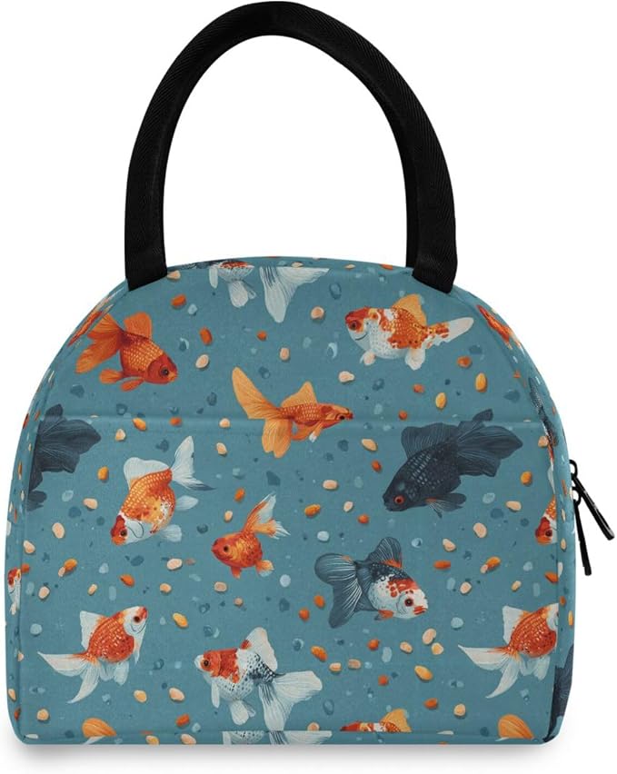 Lunch Bag Fish Food Pet Goldfishes Insulated Lunch Box Cooler Lunch Container Organizer Reusable Lunch Tote Bags for Work Travel Outdoor