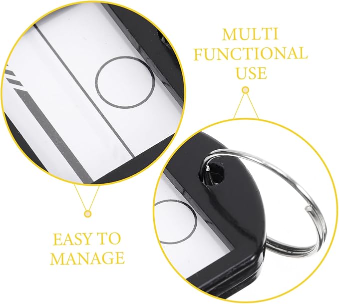 TEHAUX 50pcs Key Tags Split Rings for Easy Identification and Organization Portable Luggage Labels for Home Office and Travel Use