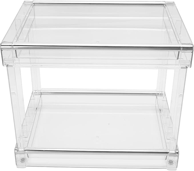 Desktop Storage Rack, Versatile Tea Bag Organizer for Coffee Bar and Makeup, High Capacity PET Cosmetic Stationery Holder with AntiSlip Pads for Kitchen and Office, Space Saving (Transparent)