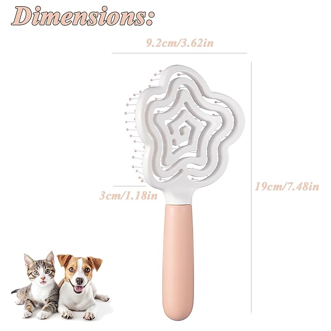 Star Shape Small Dog Brush - Soft Grooming Puppy Massage Brush, Pet Hair Bathing Brush Comb, Hangable Grooming Tool for Poodles, Teddy, Yorkies, Maltese, Shih Tzu, Chihuahua (Pink)