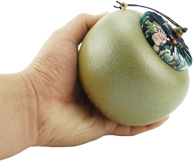 KKEKOS Handmade Green Clay Porcelain Tea Tin Tea Storage Tea Caddy Tea Canister Container Traditional Tea Jar (TYPE2)
