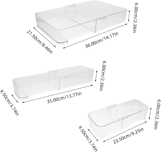 PRETYZOOM 3pcs Expandable Drawer Organizer Tray Drawer Storage Bins for Kitchen Office and Bathroom Pet Material Dividers for Neat Organization