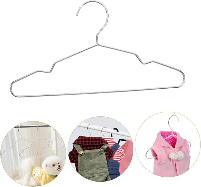 Cabilock Miniature Steel Pet Hangers for Dogs and Cats 10 Pack Closet Organizers for Dry and Store Pet Apparel