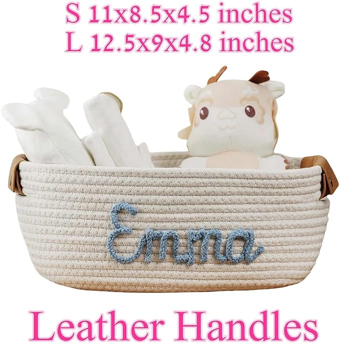 Customized Pet Toy Basket | Personalized Dog & Cat Name Bin | Pet Gift with Name Cotton Rope Design | Dog Toy Organizer & Cat Toy Storage | Large & Small Sizes Available