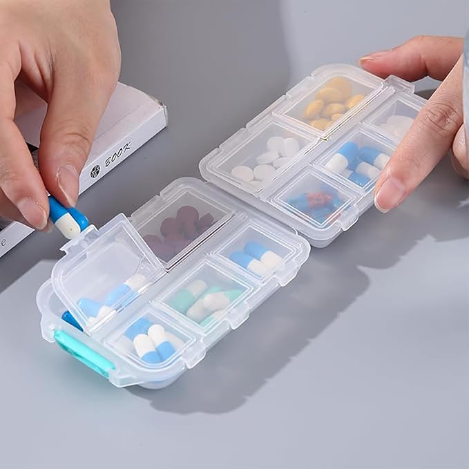 2PCS 7-Day Pill Organizer with Labels – Travel Pill Case, Daily Medication Organizer | Compact & Secure | Fits in Pocket/Purse (3.7” x 2.4”)