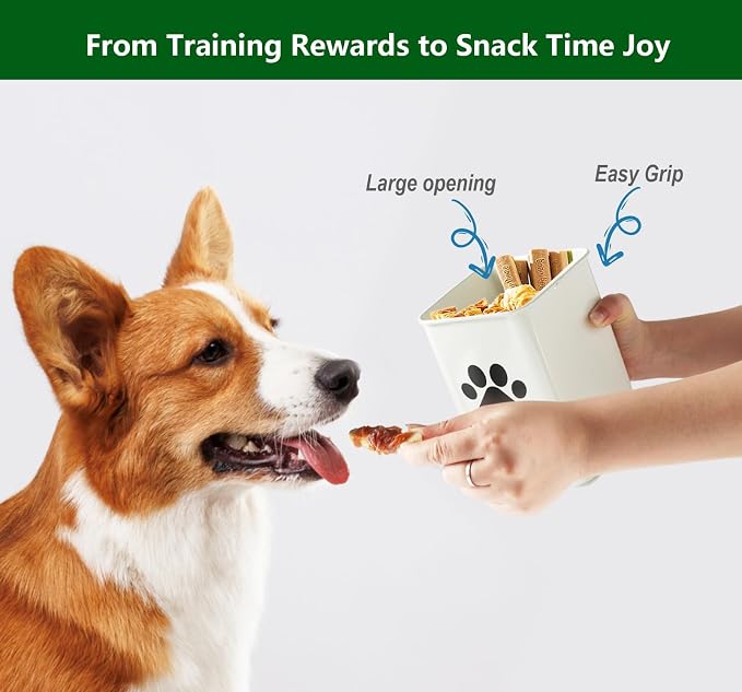 Set of 3 Metal Dog Treat Jars,60oz Airtight Dog Treat Container with Bamboo Lids,Cat Treat Canister,Puppy Cookie Container for Kitchen Counter,Coated Galvanized Steel-White