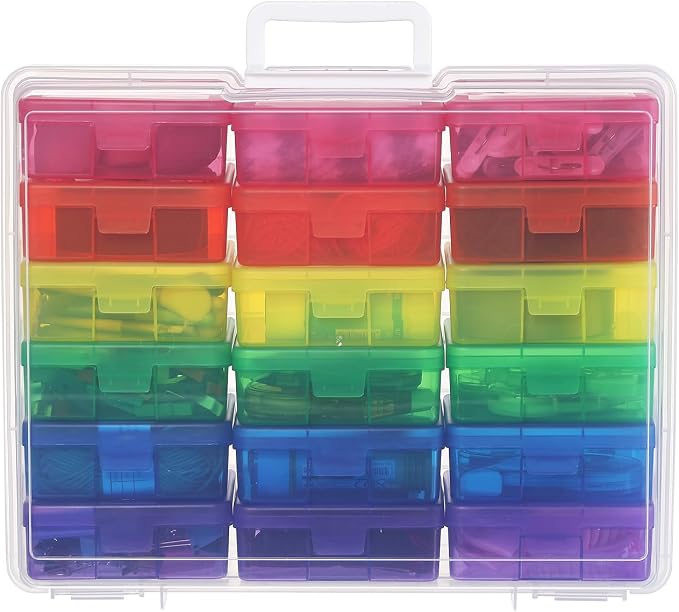 18 Pack Plastic Storage Box Arts & Crafts Storage Boxes & Organizers | Multifunctional Design,Stackable,See Through,Versatile Organization,Space-Saving,Durable,Dust Protection