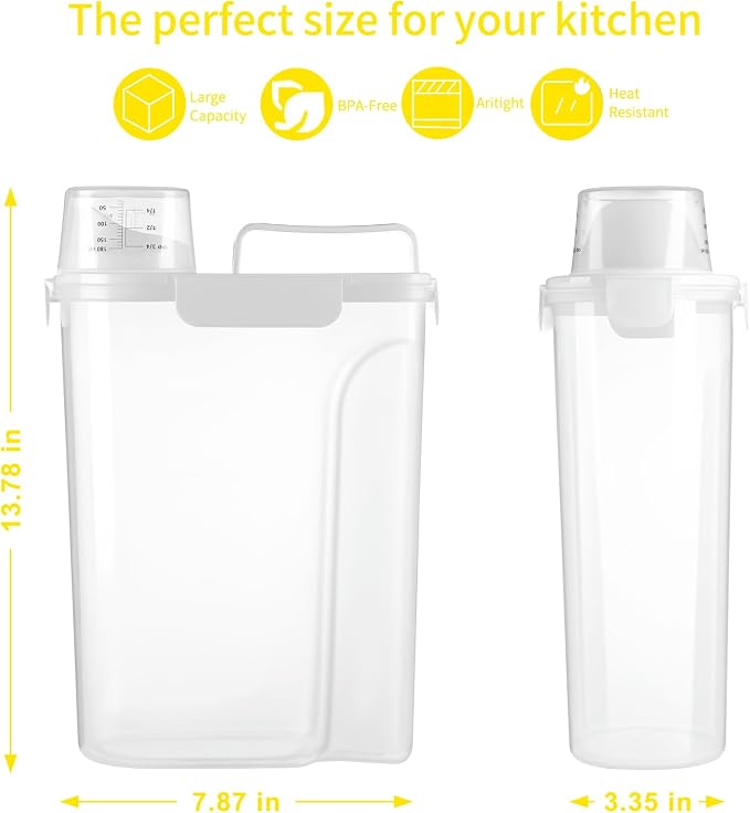 Rice Container,Rice Storage Container,5L,5.2Qt Tcereal Storage Container | Suitable for Home Kitchen Rice, Soybean Food Storage,Pet Food Storage Containers