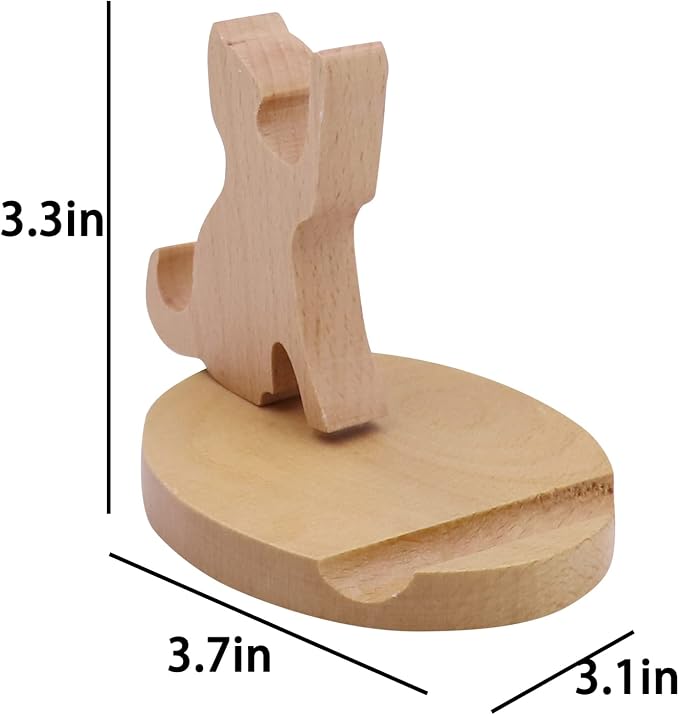 Cute Cat Cellphone Stand Holder Wooden Smartphone Desk Holder for All Mobile Phones Animal Phone Stand Desk Ornament