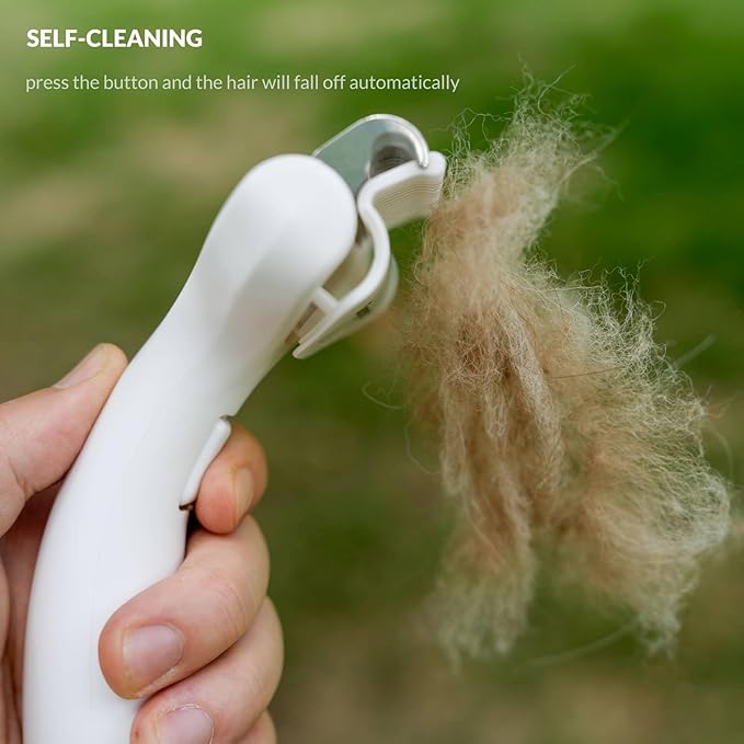 Self Cleaning Grooming Rake Brush for Shedding Gently Removes Loose Undercoat Mats Tangled Deshedding Grooming Tool for Dogs Cats Extra Wide (Black)