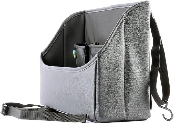 Viaviat Car Handbag Purse Holder Between Seats Leather Car Front Seat Storage Bag Large Capacity Car Organizers for Book Document Phone Bottle Tissue Toy (Black Style-1)