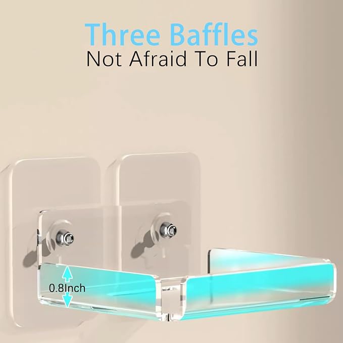 2 PCS No Drill Wall-Mount Shelf for Security Cameras, Floating Security Camera Wall Holder for Pet Monitor Indoor Camera and Speakers, Non-Trace Wall Bracket for Nest, Blink, Indoor Cams