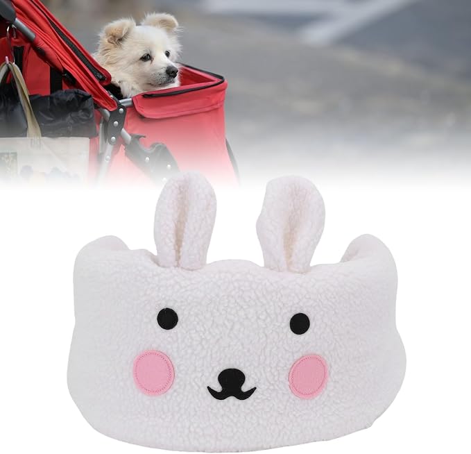 SUNGOOYUE Pet Stroller Guard, Soft Breathable Cotton Polyester Pet Strolling Front Section Cover for Winter (White)