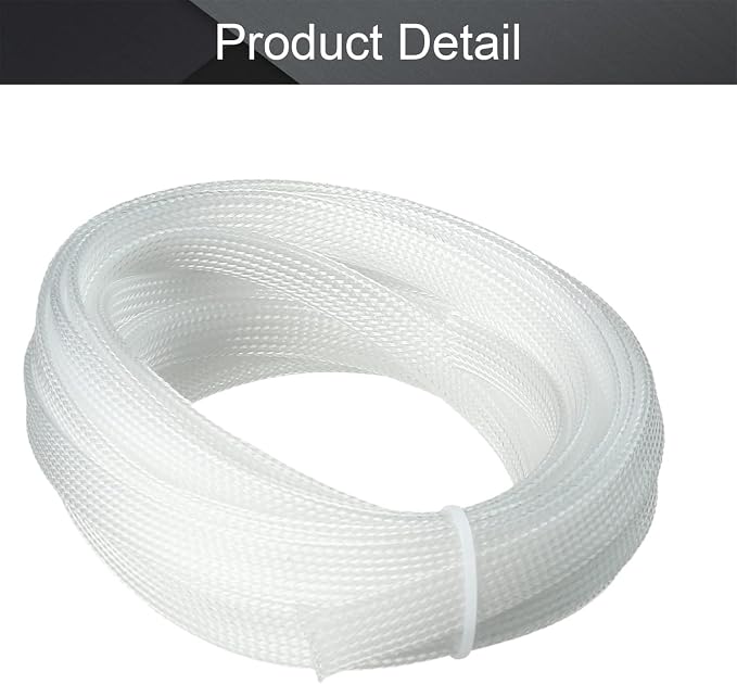 Othmro 16.4ft Length Expandable PET Flexible Braided Cable Sleeves 0.47in Width Wire Loom Sleeving and Organizers Flexible Wire Mesh Sleeves for TV Audio PC Computer Cords from Pet Chewing Transparent