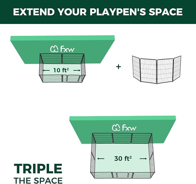FXW Homeplus Indoor Dog Playpen, 40" H, 4 Panels, for Medium & Large Dogs | Stress-free play, Heavy-duty, Semi-open design, Easy setup, Threshold-free gate, Expandable, Patented