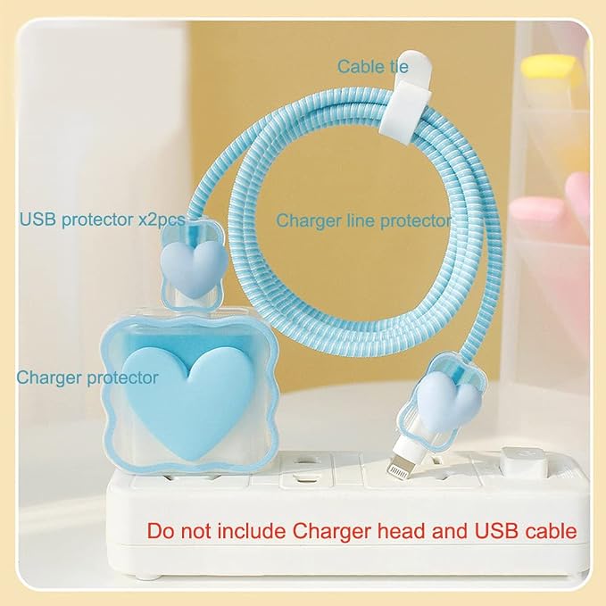 ZOSTLAND 5 in 1 DIY 18W 20W Heart Shape Protector Data Cable USB Charger Line Earphone Wire Saver Organizer Compatible with iPhone 11 12 13 14 15 Pro Max