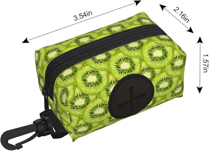 Kiwi Slices Pet Waste Bag Dispenser 0.2L | Portable Dog Poop Holder Waste Bag With Zipper Park Doggy Walking Accessory