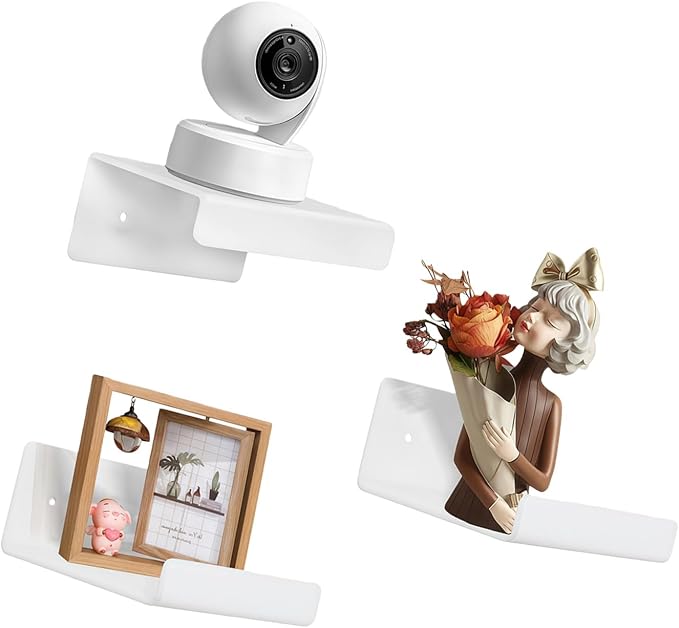Pack of 3 Wall Mount Shelves for Security Cameras Remote Controls Modern Organization Living Room Bathroom Storage