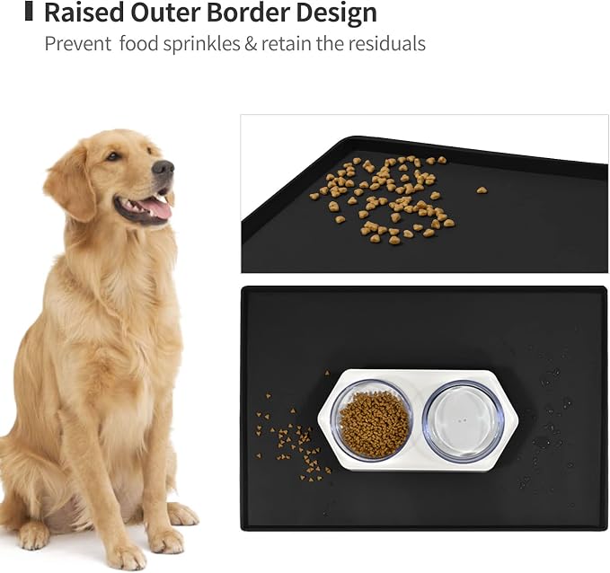 Silicone Dog Food Mat Waterproof Pet Feeding Tray for Small Medium Dogs