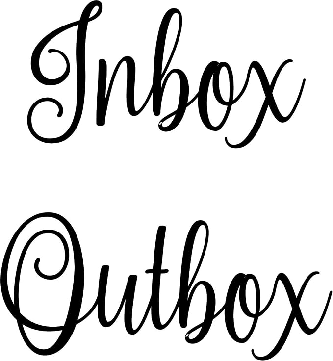 Inbox (4w x 2h) and Outbox (4.5w x 2h) Labels | Home Organization | Die Cut Vinyl Decals | Black Fancy Font (Stickers Only)