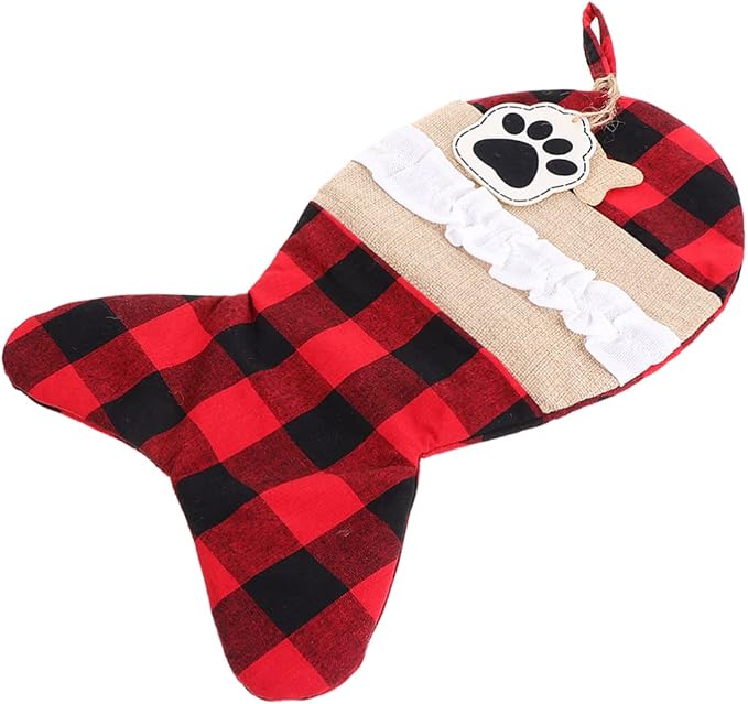 SOLUSTRE 1pc Christmas Bag for Pets Festive Stockings Pouch Storage for Candy Snacks Toys Plaid Design Holiday Decoration for Christmas Parties