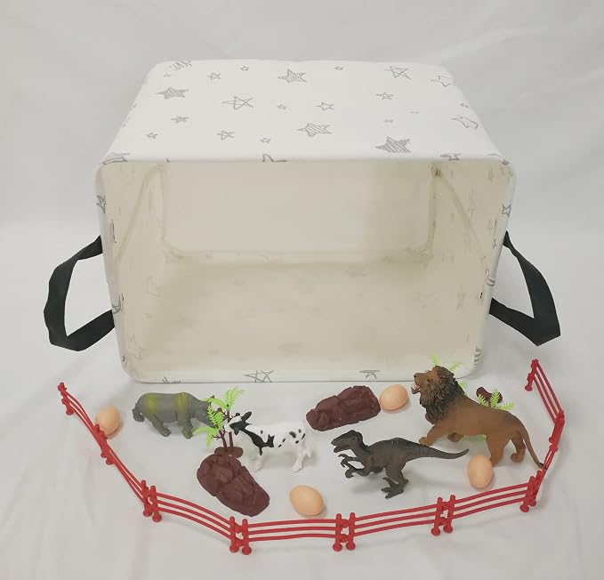 Baby Storage Basket Nursery Box Laundry Hamper Organization Bins for Toys and Clothes with Handles (Star)