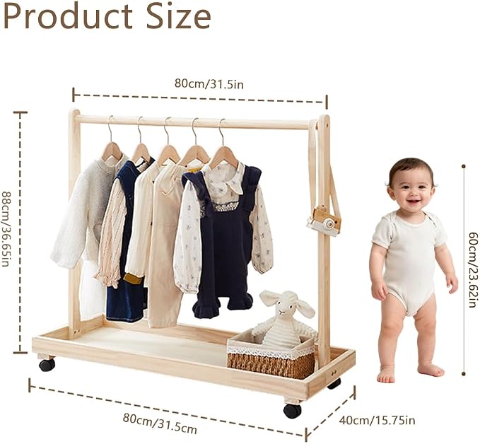 Baby Garment Rack, Kids Clothing Rack with Storage Shelf & Hanging Rod | Mini Closet Rack, Children Clothes Garment Rack, for Bedroom,Playroom,Nursery,Laundry, Pets Clothing Rack for Dogs Cats Dolls